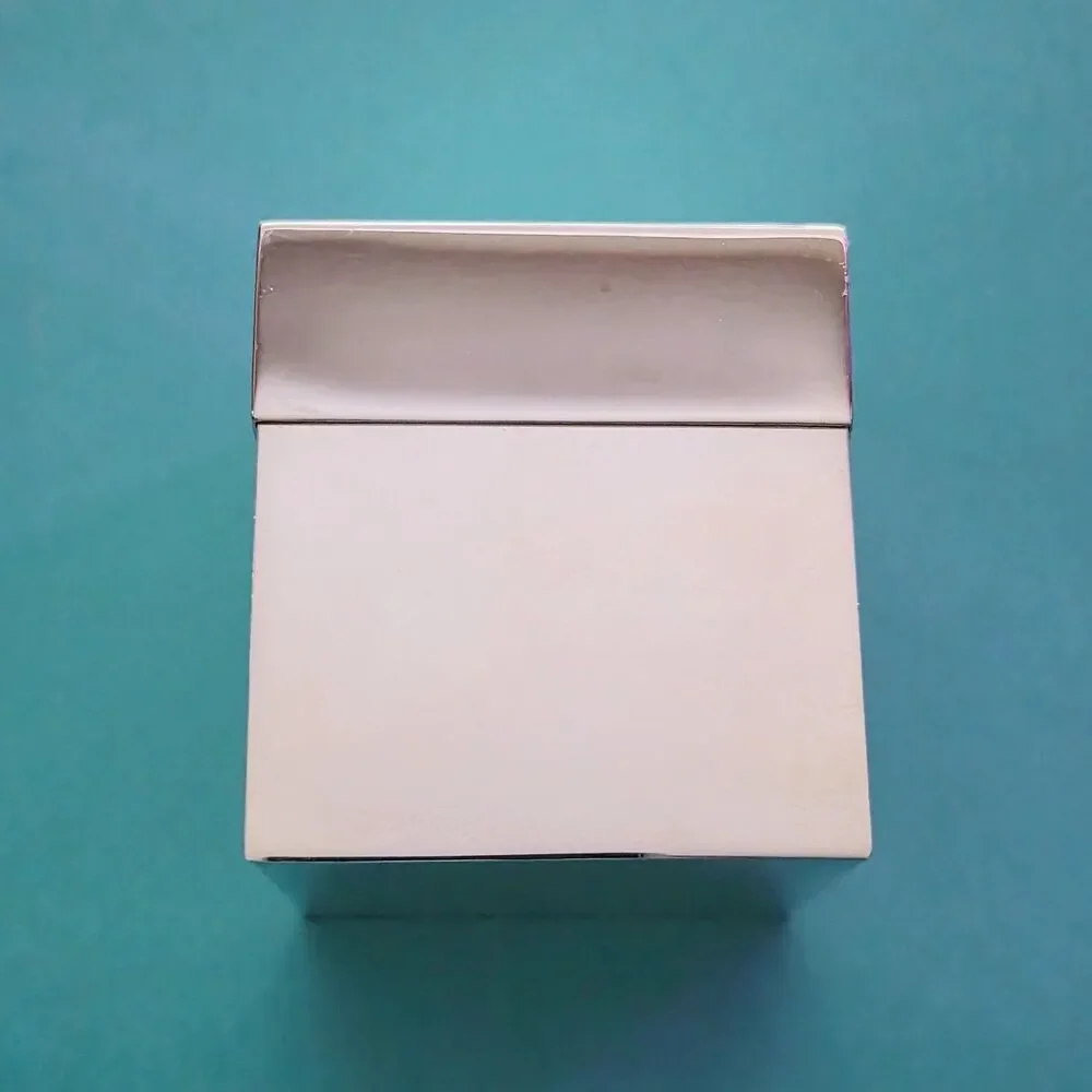 RARE Tiffany and Co.  Enamel Lid Interior Sterling Silver Square Keepsake Box